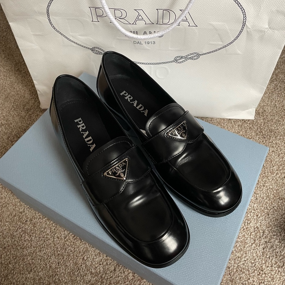Prada brushed leather loafers